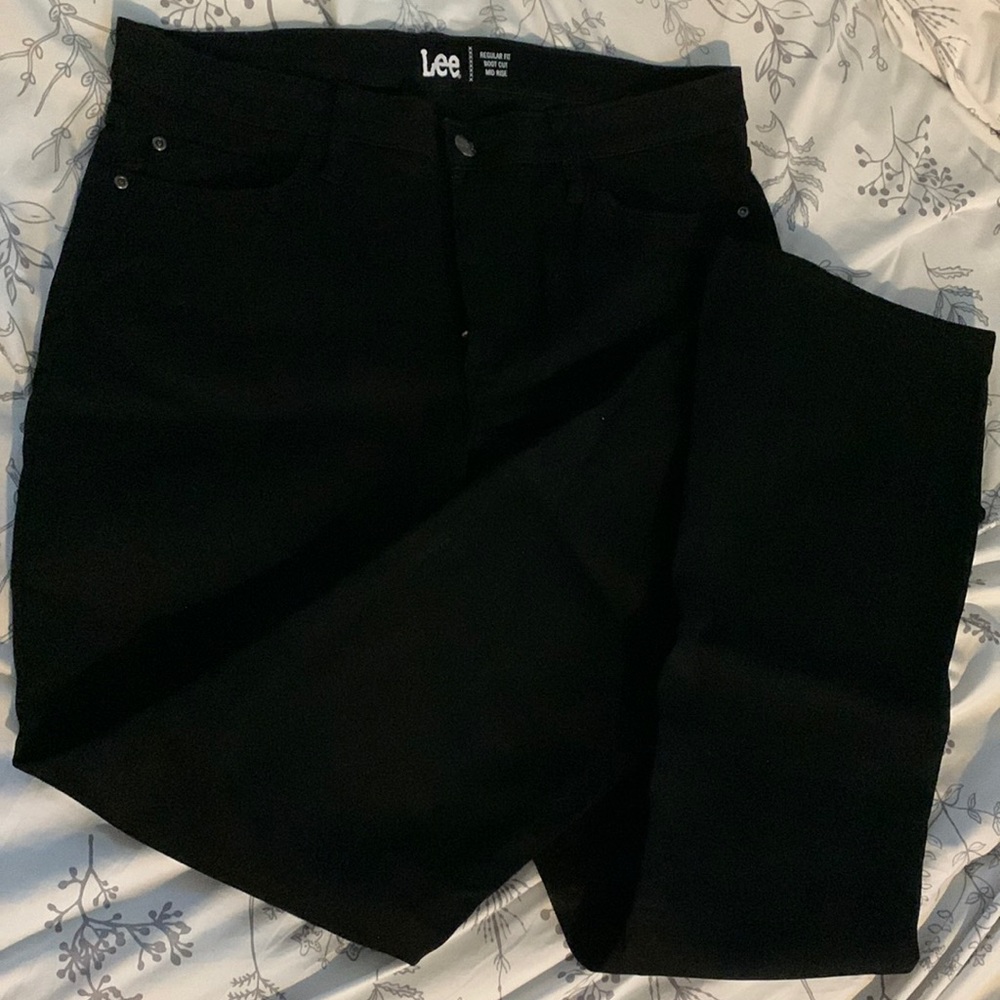 Black Mid-Rise Boot Cut Jeans